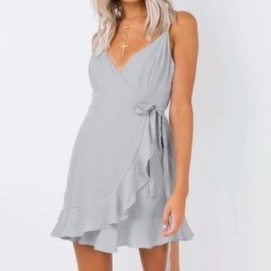 Princess Polly Some Kinda Secret Mini Dress in baby blue, size 8